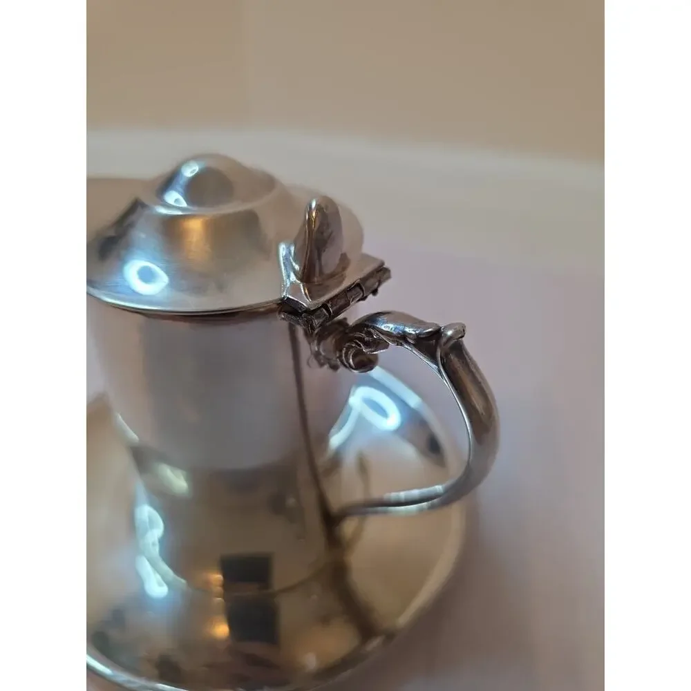 Antique Wallace Silver Plate M616 Creamer Attached Plate Hinged Lid